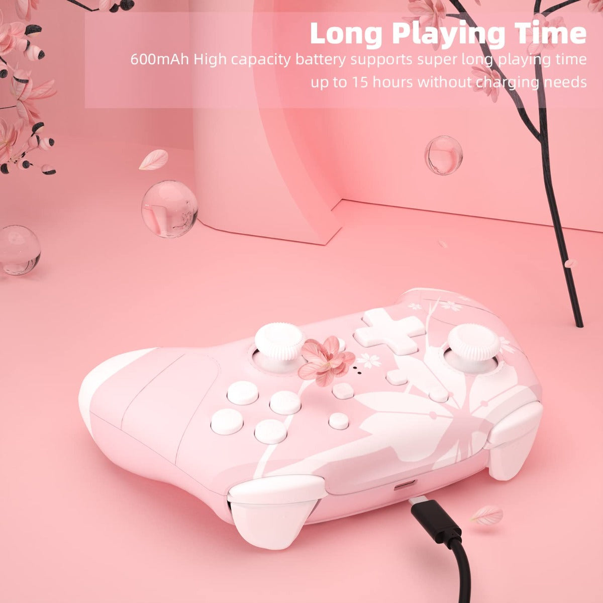 Mytrix Wireless Controller for Nintendo Switch/Lite, with Wake-Up, Headphone Jack, Auto-Fire Turbo, Motion Control, Adjustable Vibration - Sakura - Used Like New Mytrix Wireless Controller for Nintendo Switch/Lite, with Wake-Up, Headphone Jack, Auto-Fire Turbo, Motion Control, Adjustable Vibration - Sakura - Used Like New